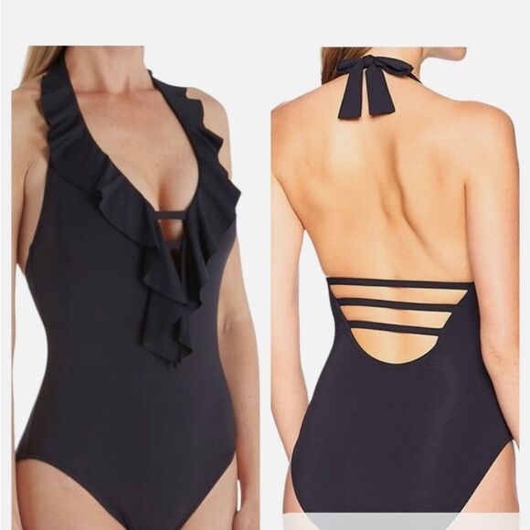 Bleu Rod Beattie Olive Ruffle One Piece Swimsuit - Picture 1 of 8